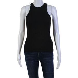 Wesley Womens Scoop Neck Sleeveless Ribbed Textured Tank Top Black Size M